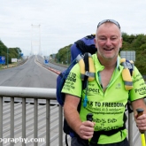 Standing on the footbridge over the old Severn Bridge Standing on the footbridge over the old Severn Bridge